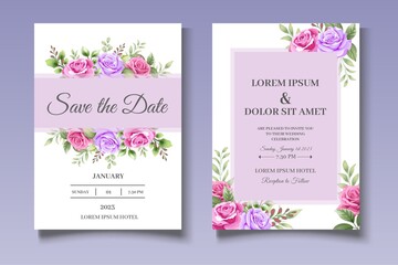 Elegant Floral Wedding Invitation Card Set