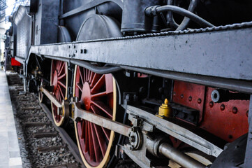 Old-fashioned trains close-up 