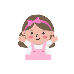 Cute Cartoon girl with pink bow
