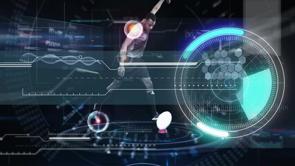 Animation of rugby player with scope scanning and data processing - Powered by Adobe