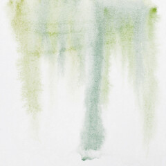 Fototapeta premium Watercolor green background. Summer painted texture. Hand drawn watercolor. Artistic background with copy space for design. Web banner. Abstract transparent pale spring or summer fresh background. 