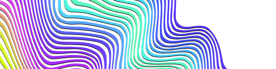 Abstract multicolored bright wavy lines on white background. Modern vector wallpaper.