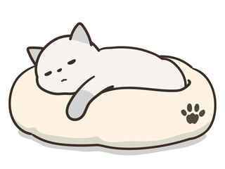 ペットベッドで寝ている猫