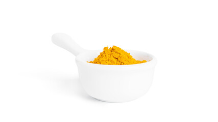 Turmeric powder isolated on a white background. Spices