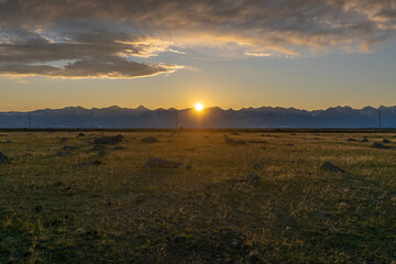 sunset over the field