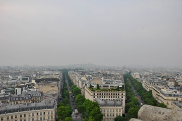 Fototapeta premium Paris cityscapes from above in the fog