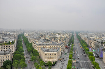 Paris cityscapes from above in the fog
