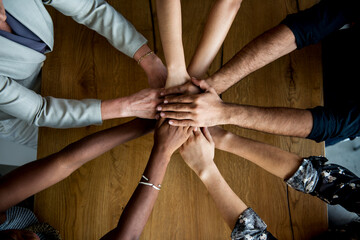 Human hands together holding together