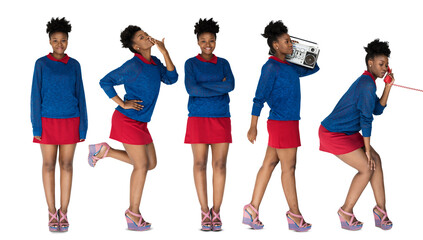 Obraz premium Adult Women Set Gesture Standing Studio Isolated