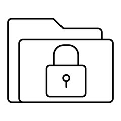Vector Secure Folder Outline Icon Design