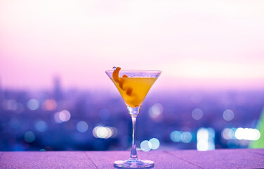 Orange cocktail at a rooftop