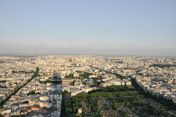 Fototapeta na wymiar Paris from above in the fog cityscape