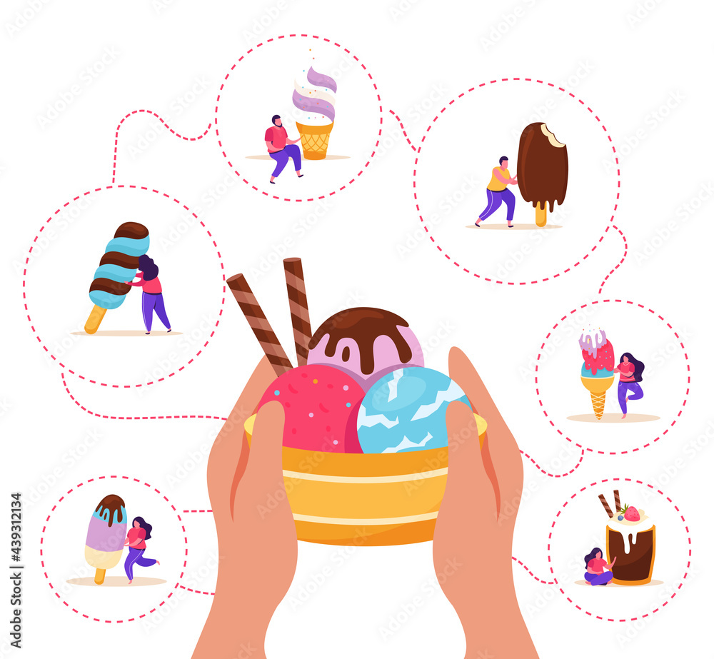 Sticker flat ice cream background