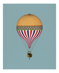 The Tricolor with a French flag themed balloon ascension vintage illustration .wall art print and poster. © Rawpixel.com