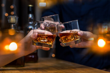 whiskey, for a friendly party in a bar or a restaurant.