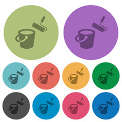 Paint bucket and paint roller color darker flat icons