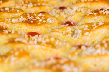Coca de Sant Joan, a traditional sweet cake from Catalonia, Spain. It is eaten during Saint Johns...