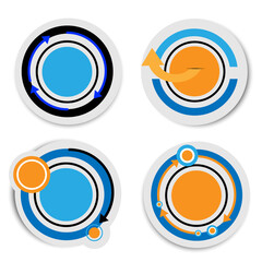 Banner blue and orange circle with shadow on white background