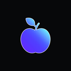 Apple With Leaf blue gradient vector icon