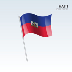 Haiti waving flag isolated on gray background