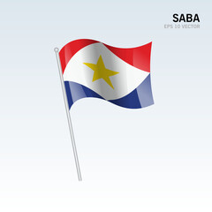 Saba waving flag isolated on gray background