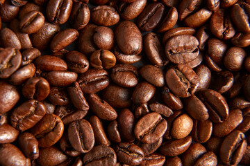 Roasted coffee beans in detail
