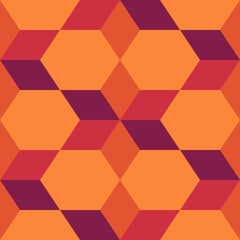 Seamless pattern. Rhombuses, hexagons, diamonds, lozenges. Geometric wallpaper. Mosaic tiles. Flooring background. Ethnic motif. Geometrical backdrop. Digital paper. Web design. Textile print. Vector