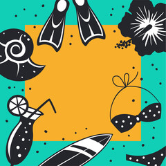 summer time holidays vacations travel frame border background, template with place for the text © VecTerrain