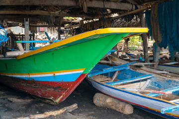 Fototapeta na wymiar Traditional boat at Lamalera, Nusa Tenggara, Indonesia