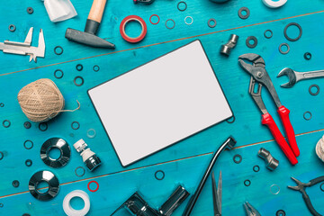 Plumbing DIY tutorial app digital tablet mock up