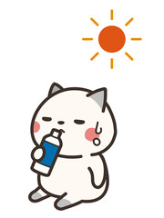熱中症対策で水を飲む猫