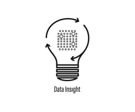 Data Science, Data Insight Lamp Thin Line Icon Symbol. Contour Pictogram Graphic For Web Design. Quality Outline Vector Symbol Concept.