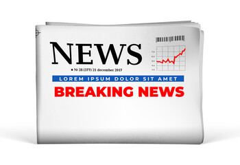 Blank newspaper with breaking news headline. Mock-up template vector illustration