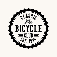 logo design classic bicycle club est 1985 with bicycle silhouette flat illustration