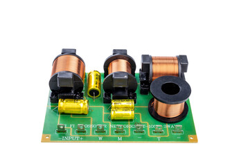 Audio frequency separation electronics for speakers, three-way crossover network, circuit board,...