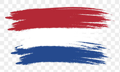Flat Netherlands flag vector using brush style . national flag of Netherlands. vector illustration