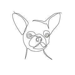 Chihuahua. The dog is drawn in one line. Minimalistic graphics. Continuous line.
