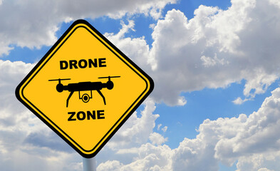 drone zone sign on white background