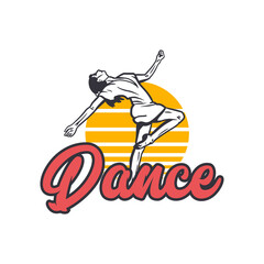 logo design dance with woman dancing vintage illustration