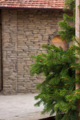 The walls are made of natural stone. background, texture. Close-up background.