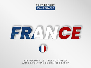 France text effect style - Editable text effect vector illustration.