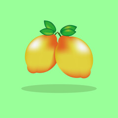 Fresh lemon with leafs