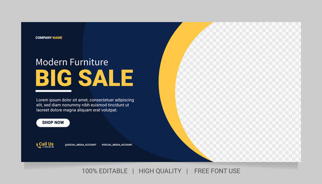 Modern Furniture Sale Banner Template And Web Advertising.