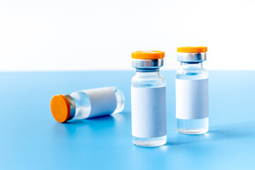 Vaccine vial bottle for injection. Vaccination concept