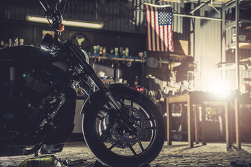Modern Motorcycle in a Garage