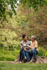 Fototapeta premium Adult man, making his wife laugh.