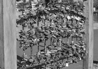 many locks on a fence in Balatonlelle city - Hungary
They are placed by lovers as a covenant of love