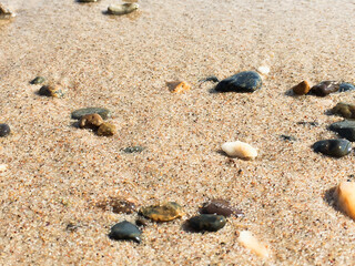 surf on the beach, sandy beach with pebbles