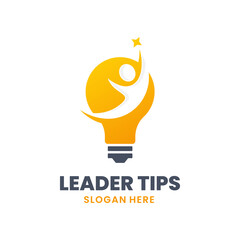 Leader Tips Logo Template Design. Creative people logo. Smart business and future idea vector illustration.