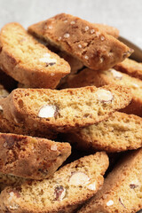 Traditional Italian almond biscuits (Cantucci), closeup view